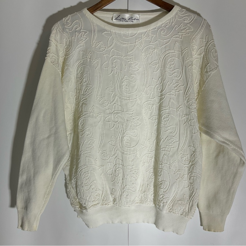 Lillie Rubin Hand Knitted in Italy Long Sleeve Round Neck Pretty Knit Design 44 - Picture 11 of 16